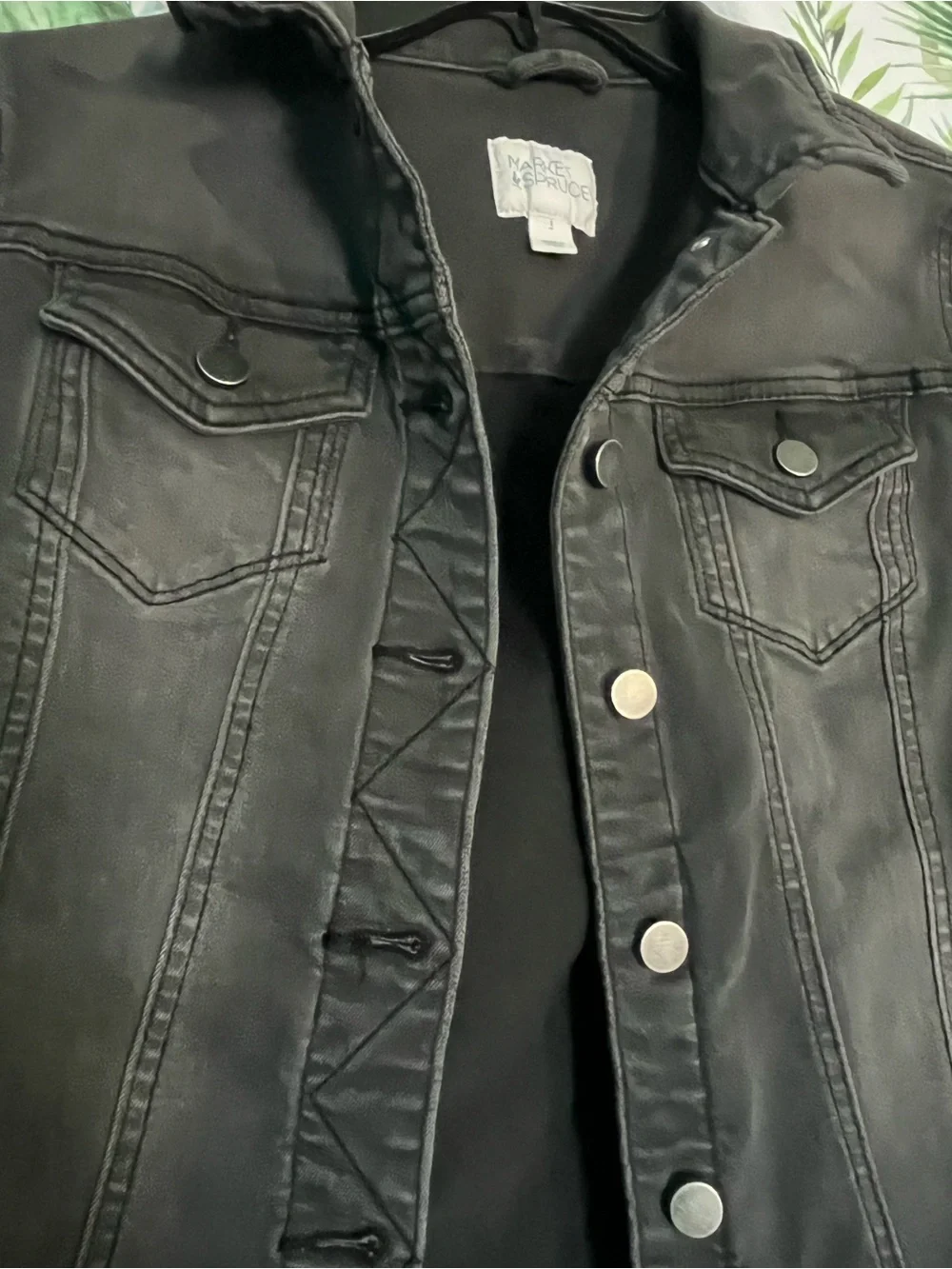Market & Spruce Black Denim Jean Jacket - Picture 4 of 7